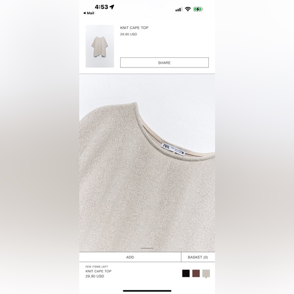 KNIT CAPE T-SHIRT
LIGHT SAND - Picture 2 of 3